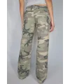 Asker Yeşili Baskılı Kot Pantolon