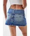 BDG Kemerli Yıpranmış Mavi Denim Mini Etek