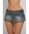 Düşük Bel Kemer Detaylı Y2K Jean Mini Şort Etek