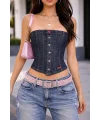 Y2K Denim Straplez Korse Top