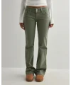 Yeşil Düşük Bel Bootcut Dikiş Kot