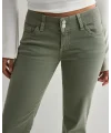 Yeşil Düşük Bel Bootcut Dikiş Kot