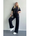 Ao Baskılı Modal Lastikli Yazı Baskılı Bol Paça Eşofman Altı Pantolon