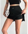 AO Yüksek Bel Şortlu Pileli Siyah Spor Etek – Skort Atletik Tenis Model Şort Etek