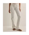 Beyaz Düşük Bel Bootcut Dikişli Kot Pantolon