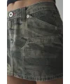 Düşük Bel Kamuflaj Camo Denim Carpenter Mini Etek Y2K Utility Stili