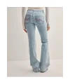Düşük Belli Dikişli Yırtık Diz Bootcut Kot Pantolon