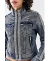 Vintage Fermuarlı Denim Ceket