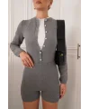 Gri Triko Bodysuit Takım