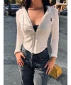 Günlük Hafif Fermuarlı Kapüşonlu İnce Crop Ceket Uzun Kollu Pamuklu Şık Model