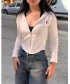 Günlük Hafif Fermuarlı Kapüşonlu İnce Crop Ceket Uzun Kollu Pamuklu Şık Model