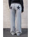 Kadın Açık Mavi Denim Jean Yıldız Detaylı Premium Wide Leg Star Pantolon