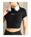 Kadın Bisiklet Yaka Kısa Kollu Basic Crop Top Tişört