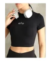 Kadın Bisiklet Yaka Kısa Kollu Basic Crop Top Tişört