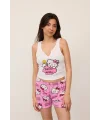 Kadın Pembe Hello Kitty Genç Baskılı Şortlu Pijama Takımı