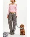 Leopar Desenli Düşük Bel Kot Pantolon