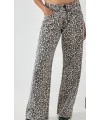 Leopar Desenli Düşük Bel Kot Pantolon