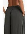 Kadın Yüksek Bel Pileli Füme Modal Karışımlı Bol Paça Uzun Pantolon