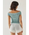 VibeGaia Kısa Kol Dantel Bluz