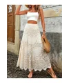 Yüksek Bel Astarlı Güpür Vintage Bohem Tarz Dantel İşlemeli İtalyan Maxi Beyaz Uzun Etek