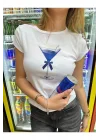 y2k Mavi Kadeh T-shirt