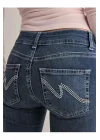Düşük Bel Bootcut Arka Cep Detaylı Koyu Kot Pantolon
