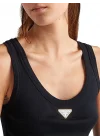 Kadın Marka Muadil  Amblemli Pratik Kesim Ribana Bluz Şık Tasarım, Modern Fit Body