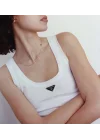 Kadın Marka Muadil  Amblemli Pratik Kesim Ribana Bluz Şık Tasarım, Modern Fit Body