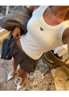 Kadın Marka Muadil  Amblemli Pratik Kesim Ribana Bluz Şık Tasarım, Modern Fit Body