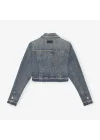 Kadın Organik Pamuklu Kırpık Kot Ceket Crop Denim Mont