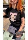 Sevimli Canavar Baskılı Nakış Detaylı T-Shirt