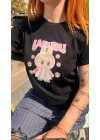 Sevimli Canavar Baskılı Nakış Detaylı T-Shirt