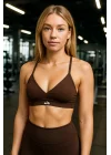 Dikişsiz Fit Sporcu Sütyeni Destekli Crop Spor Üst