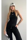 AO Yazılı Fitilli Kadın Spor Atlet Günlük ve Şık Kombinler İçin