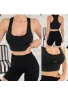 AO Basic Yazılı Kadın Günlük Siyah Sporcu Modeli Atlet & Spor Bra