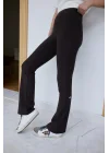 İspanyol Paça Tayt Pantolon Likralı Esnek Koşu Pantolonu