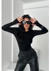 AO Bisiklet Yaka Parmak Detaylı Uzun Kollu Esnek Spor T-Shirt Body