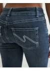 Düşük Bel Bootcut Arka Cep Detaylı Koyu Kot Pantolon