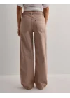 Bej Eskitme Baggy Jean Streç Beş Cep Pantolon