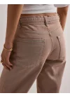 Bej Eskitme Baggy Jean Streç Beş Cep Pantolon