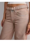 Bej Eskitme Baggy Jean Streç Beş Cep Pantolon