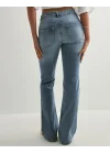 Kadın Yüksek Bel Düğme Detaylı Bootcut jean pantolon -Açık mavi