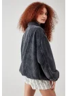 Füme Bomber Unisex Ceket Oversize Mevsimlik Kaban