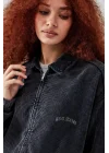 Füme Bomber Unisex Ceket Oversize Mevsimlik Kaban