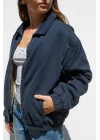 Lacivert Bomber Unisex Ceket Oversize Mevsimlik Kaban