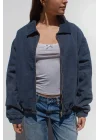 Lacivert Bomber Unisex Ceket Oversize Mevsimlik Kaban
