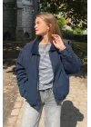 Lacivert Bomber Unisex Ceket Oversize Mevsimlik Kaban
