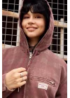 Bordo Bomber Unisex Ceket Oversize Mevsimlik Kaban