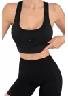 AO Basic Yazılı Kadın Günlük Siyah Sporcu Modeli Atlet & Spor Bra