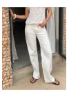 Beyaz Düşük Bel Bol Kot Pantolon